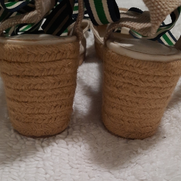 Lauren Ralph Lauren Cream and Green Espadrille Wedges - Picture 6 of 7